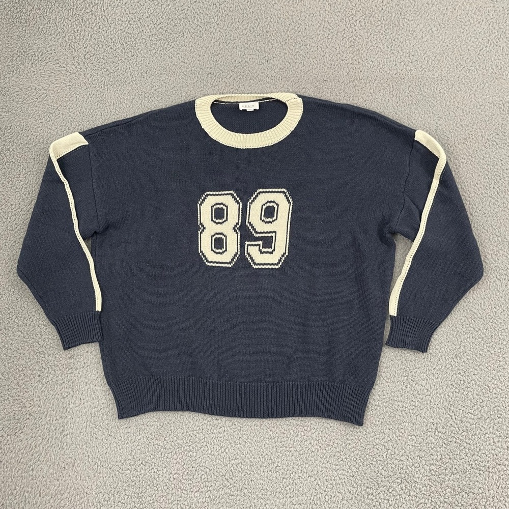 Le Lis Collection 89 Varsity Sweater Women M Navy Knit Collegiate Pullover